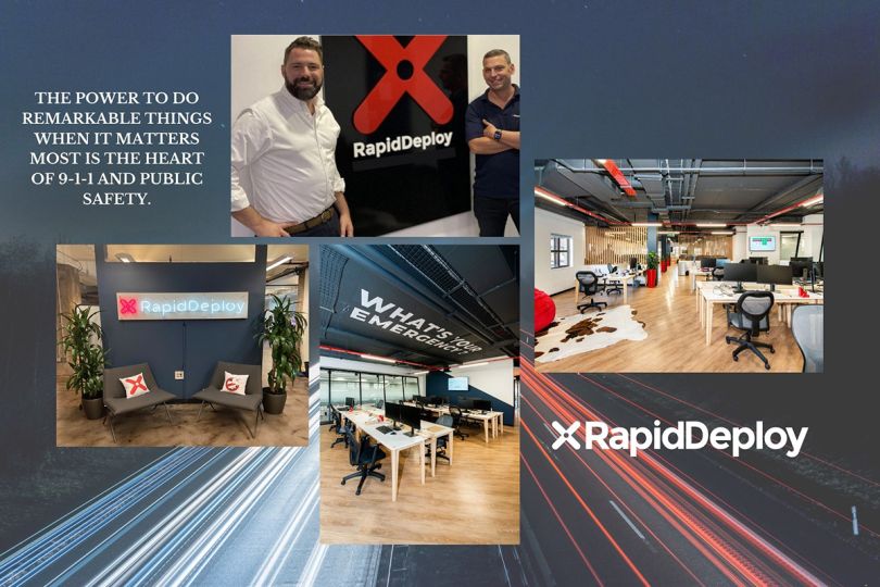 RapidDeploy collage of the office and team members