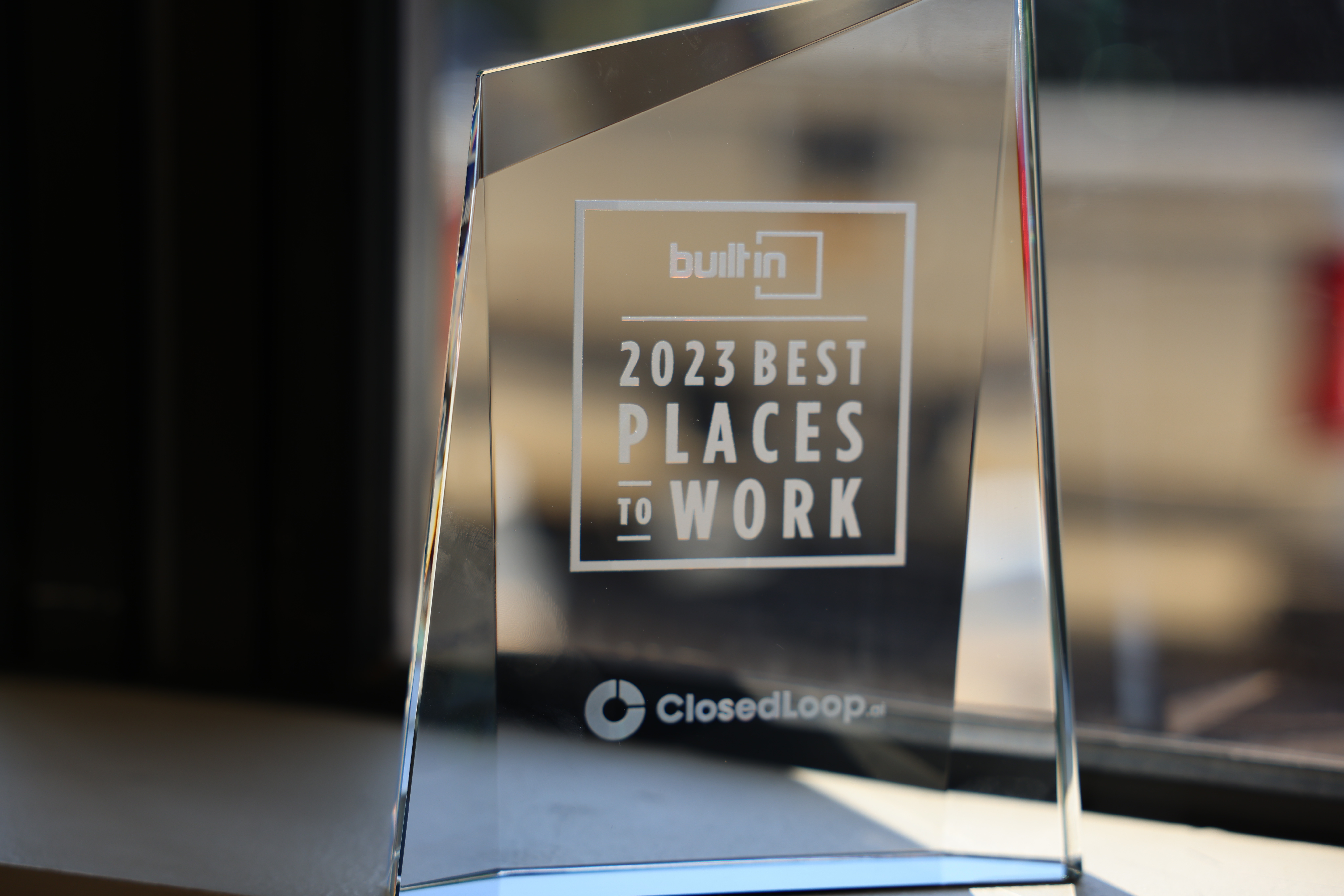 A Built In Best Places to Work 2023 award given to ClosedLoop for its outstanding workplace culture