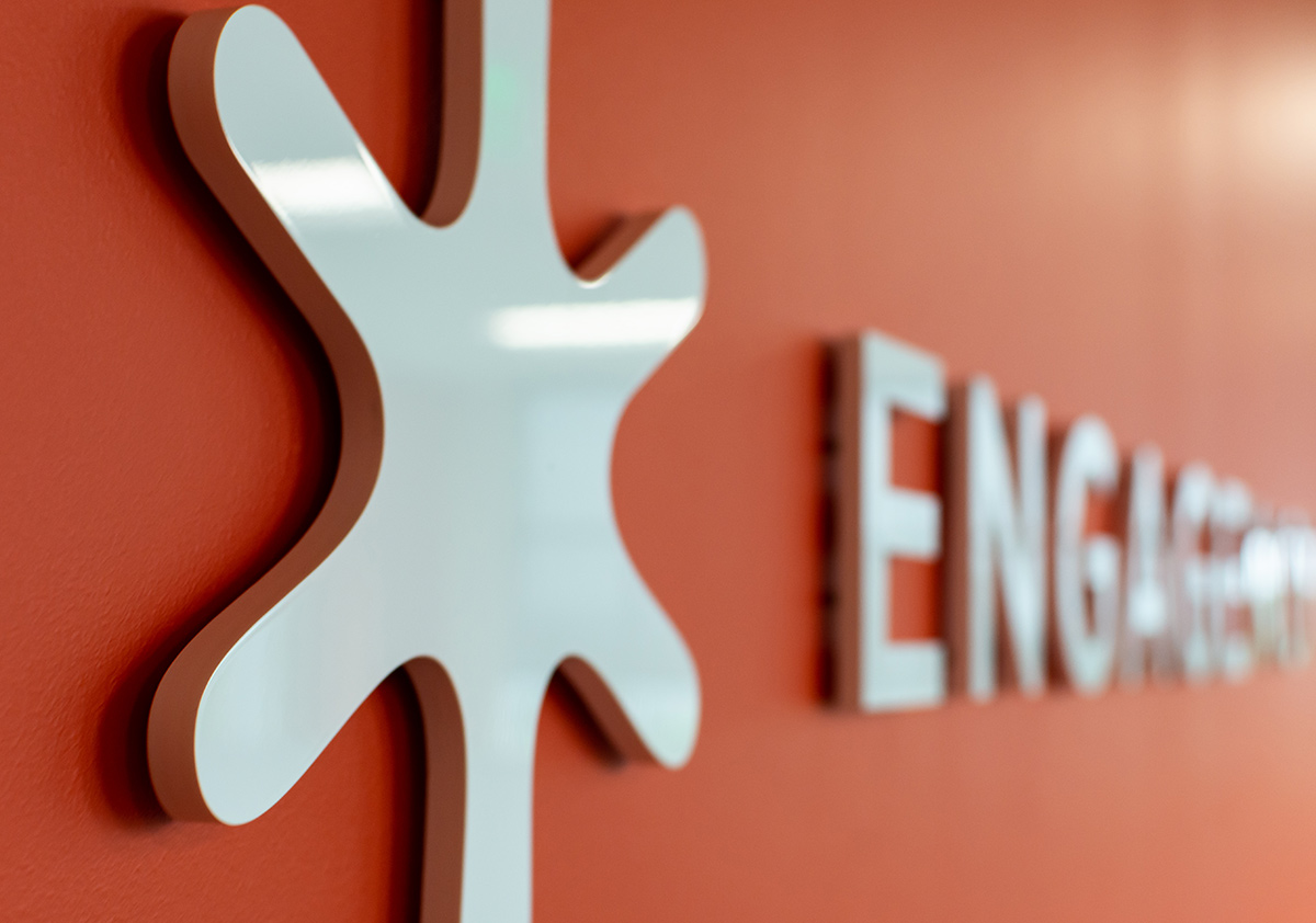 ENGAGENCY logo in the office