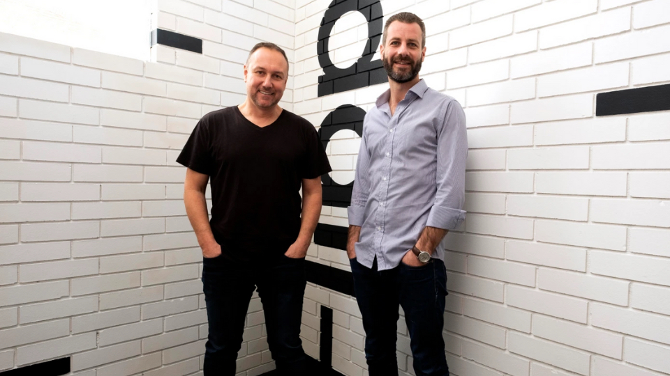 Flippa co-founder Mark Harbottle, left, is pictured with Flippa CEO Blake Hutchison.