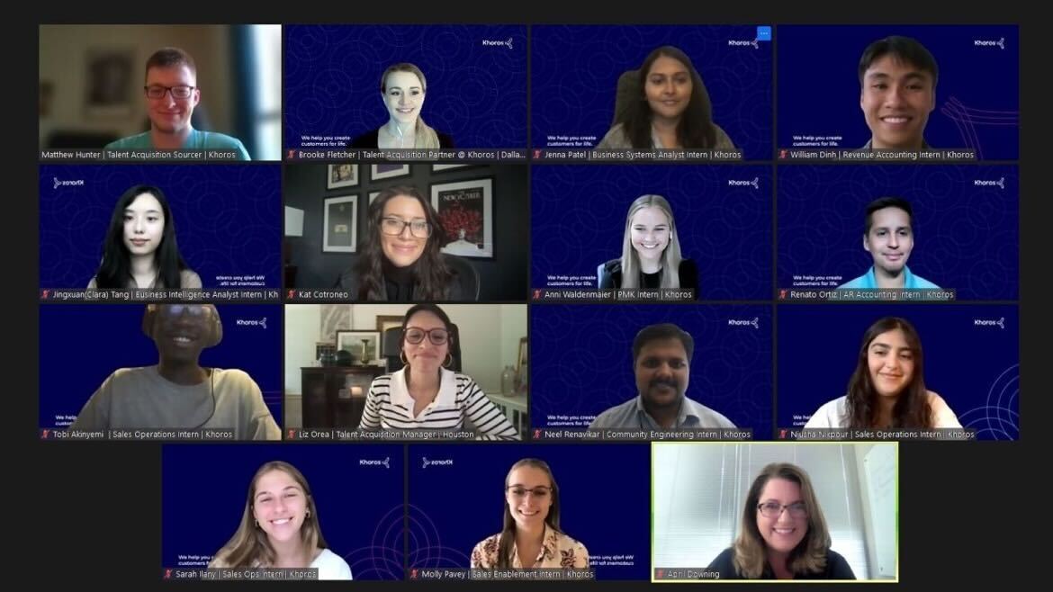 screenshot of Zoom meeting with Khoros employees