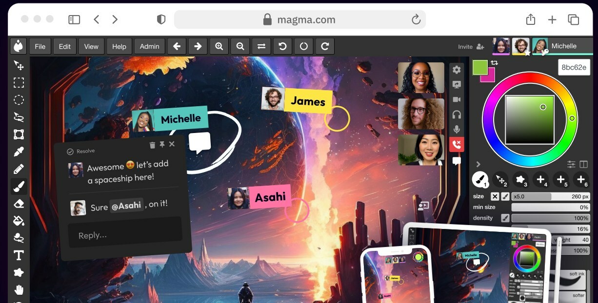 A photo of Magma's digital interface is shown.