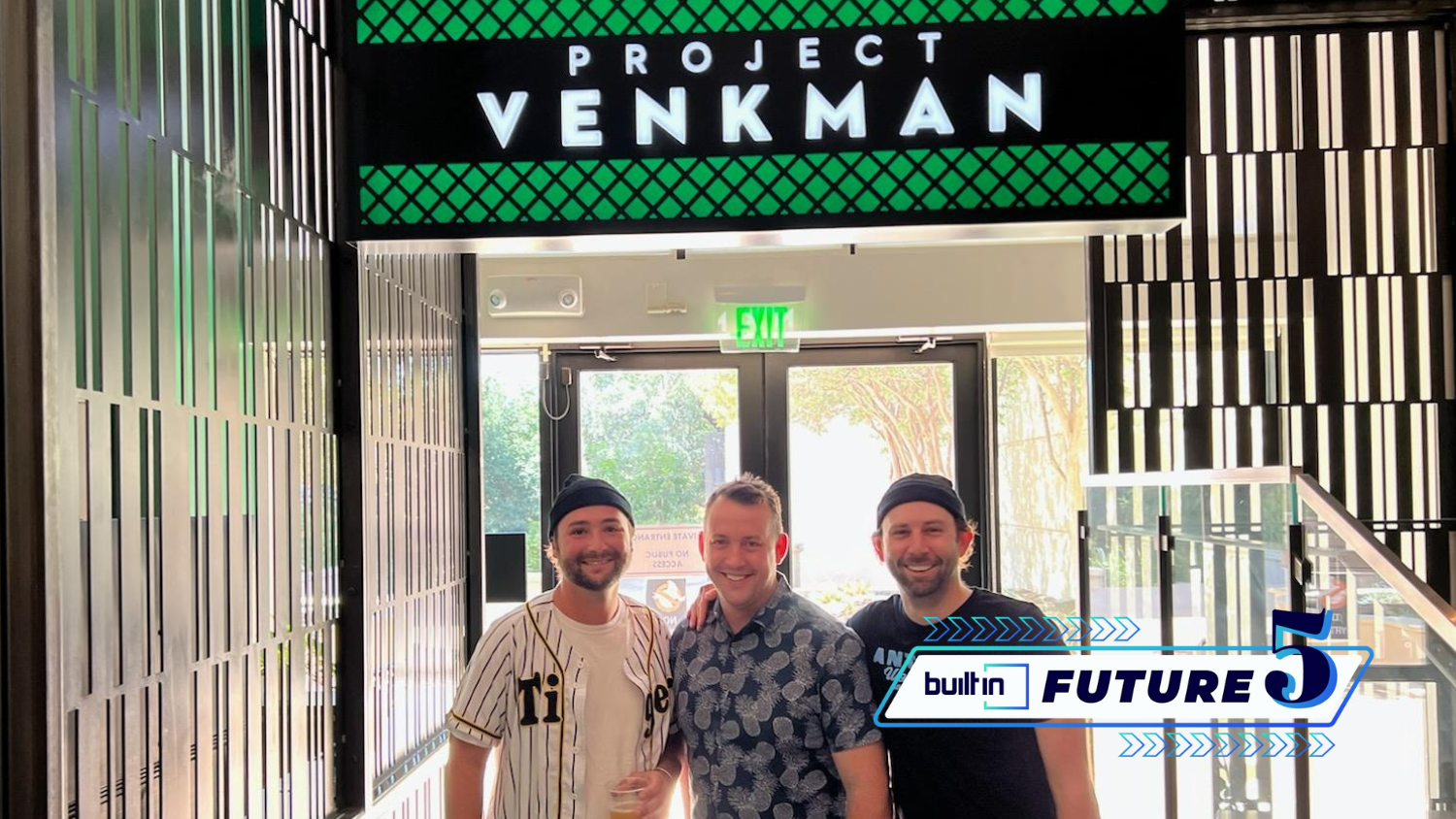 Project Venkman CEO Gavin Gillas, center, is pictured with Bill Murray's son Jackson Murray, left, and his nephew Drew Murray, right.