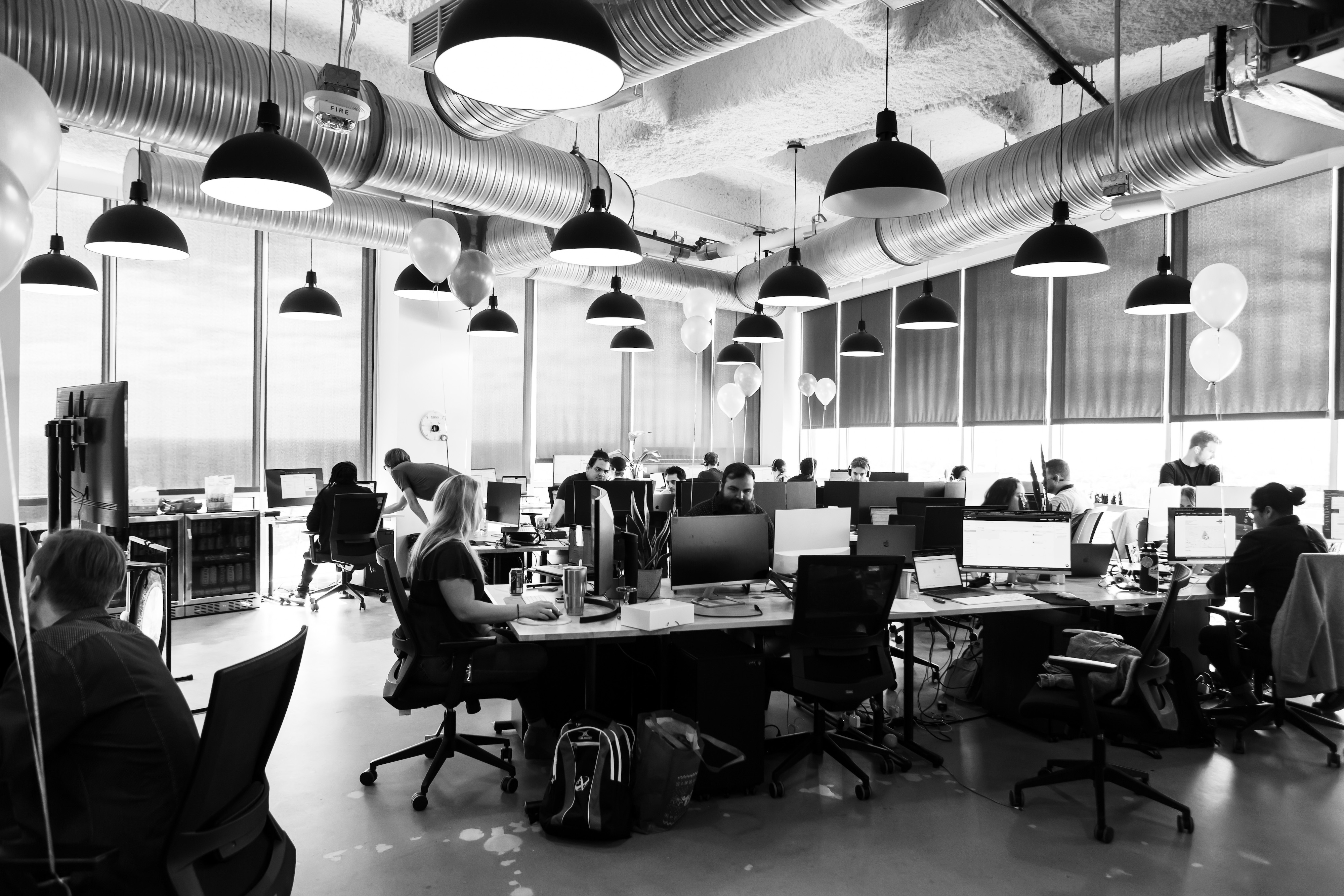 Black and white image of RealWork's office