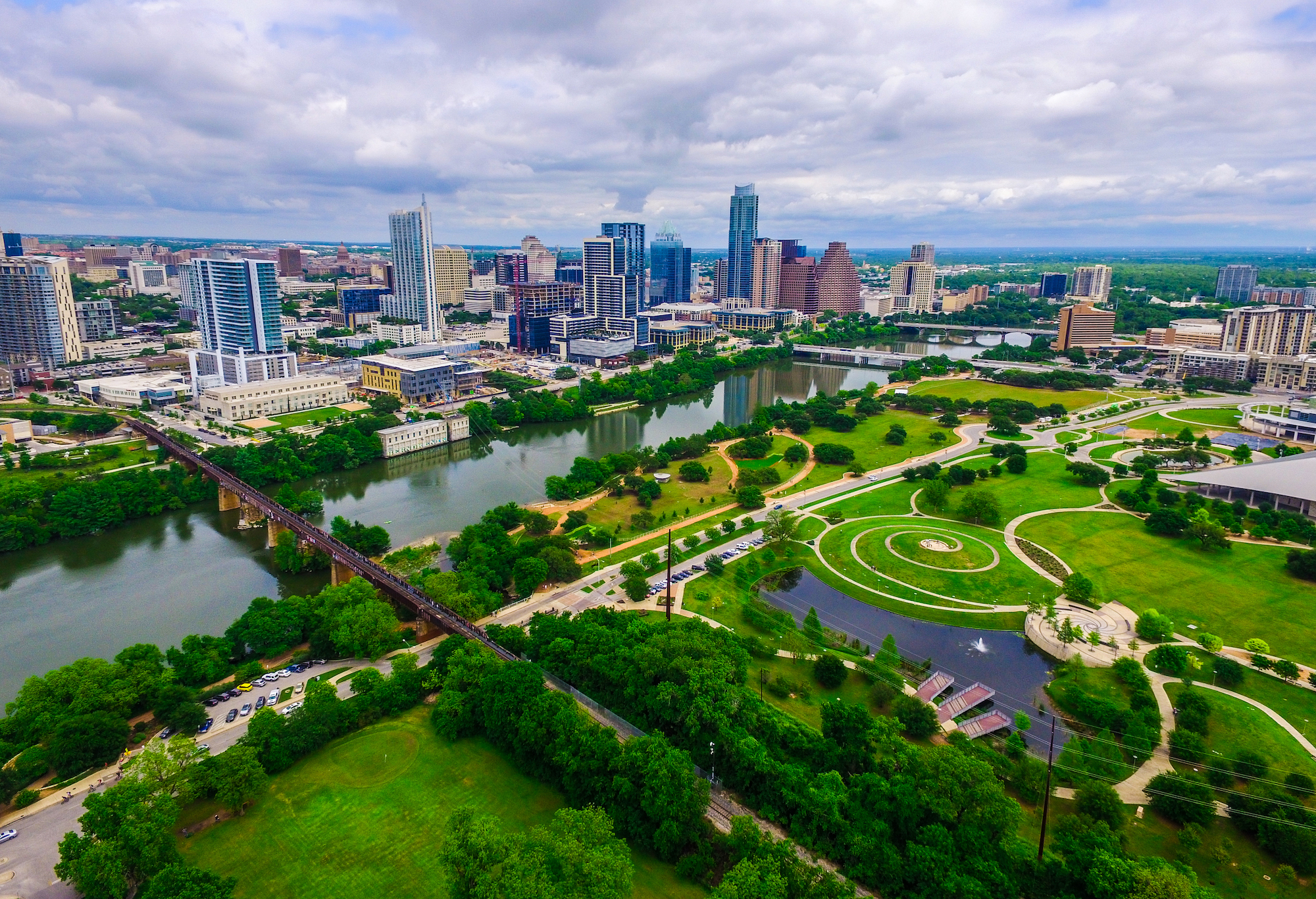 An aerial photo of Austin, Texas.