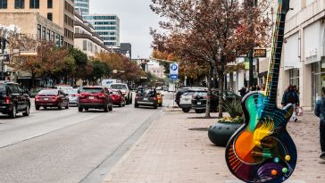 A guitar sculpture in Austin