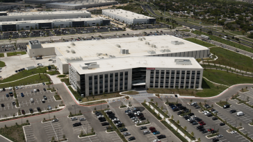 An aerial photo of BAE Systems’ new facility in Parmer Austin, a business park