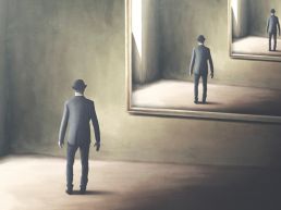 illustration of man reflecting himself in the mirror